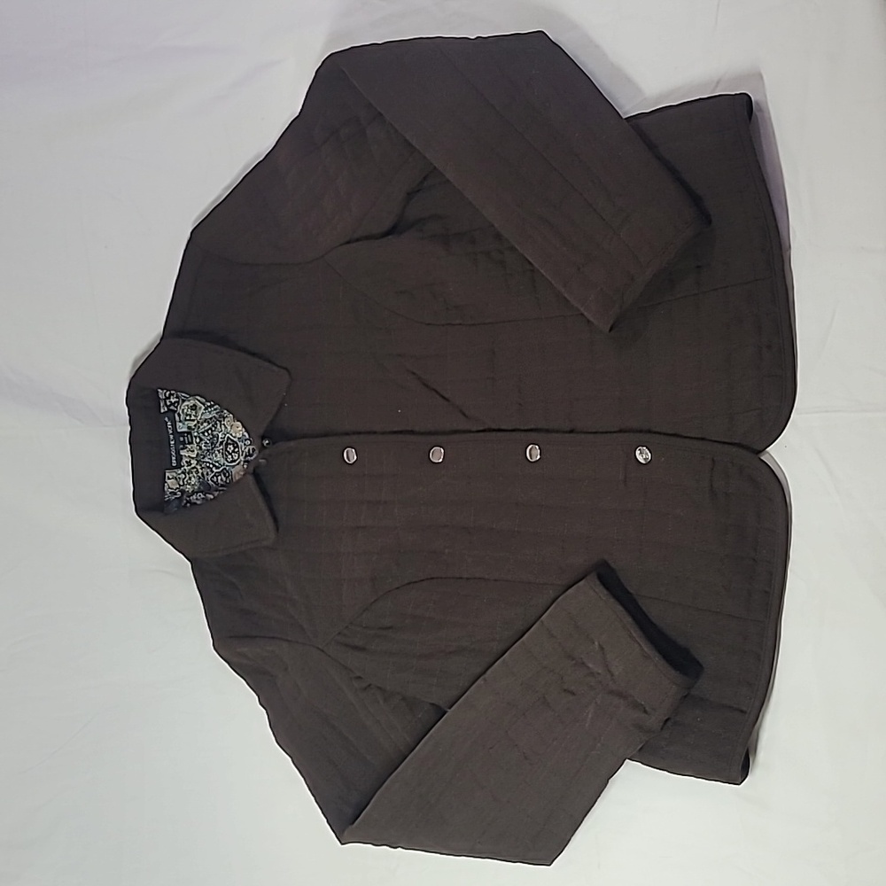 Briggs New York Quilted Jacket Brown Women's 12 Paisley Lining